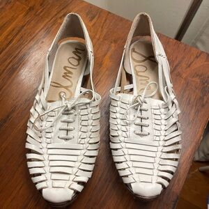 Sam Edelman White Woven Flats